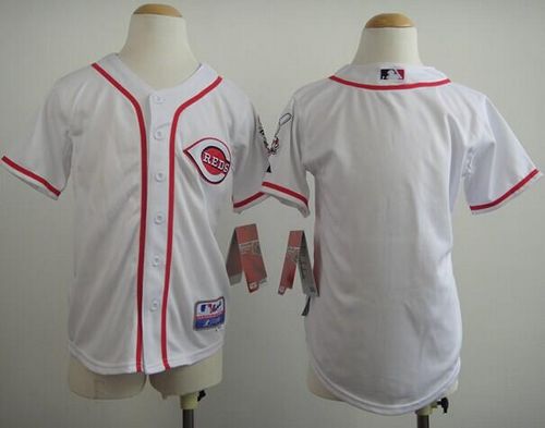 Reds Blank White Cool Base Stitched Youth MLB Jersey - Click Image to Close